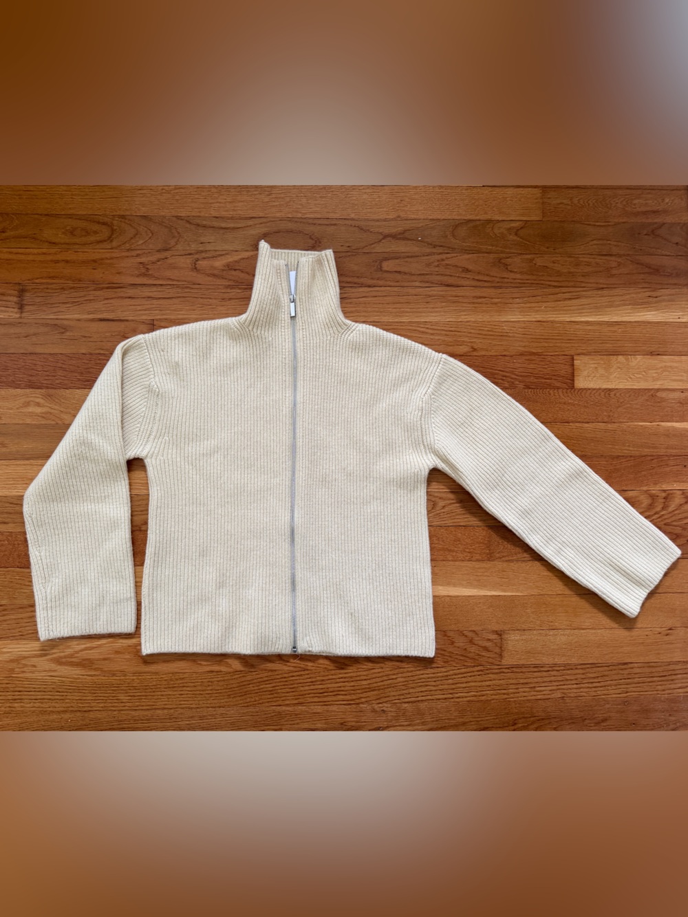 H&M Butter Yellow Ribbed Zip-Up Sweater